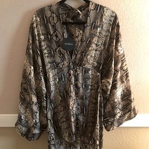 Laurent Python Print Twist Kimono Dress